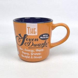 Disney The Seven Dwarfs Off To Work Crew Orange 16 oz Ceramic Coffee Mug Cup